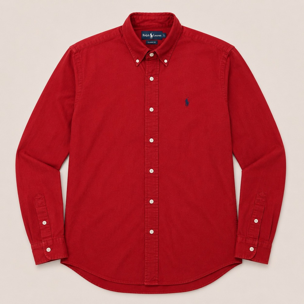 Polo Ralph Lauren Blake Mens XL Red Button Down Long Sleeve Cotton Shirt